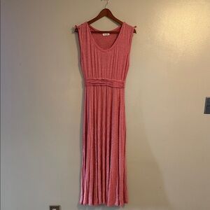 Max Studio Red and Tan Striped Sleeveless Maxi Dress